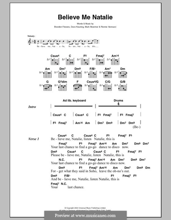 Believe Me Natalie (The Killers) by B. Flowers, D. Keuning, M. Stoermer