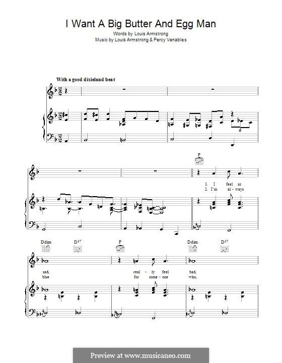 I Want a Big Butter and Egg Man by P. Venables sheet music on MusicaNeo