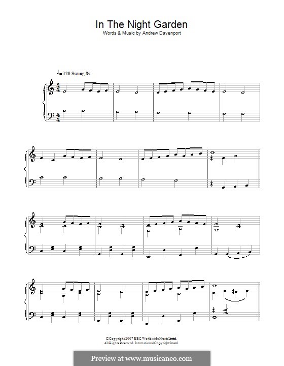sheet music in the night garden