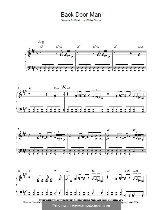 Back Door Man (The Doors) by W. Dixon sheet music on MusicaNeo