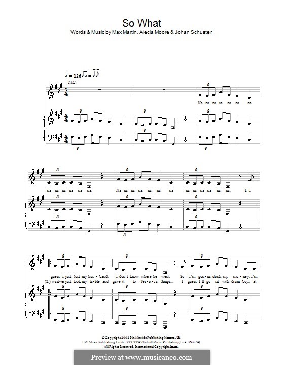 So What (Pink) by Shellback, A. Moore, Max Martin on MusicaNeo