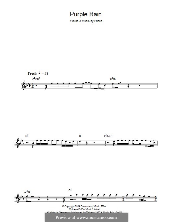 Purple Rain by Prince sheet music on MusicaNeo