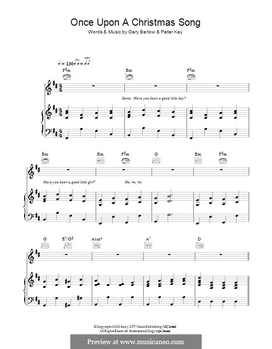 Once Upon a Christmas Song by G. Barlow, P. Kay sheet music on MusicaNeo