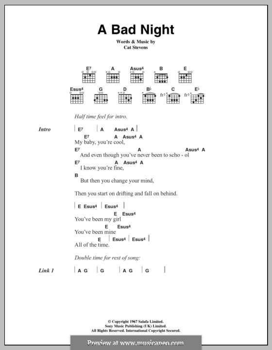 A Bad Night by C. Stevens sheet music on MusicaNeo