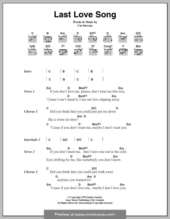 Last Love Song by C. Stevens sheet music on MusicaNeo