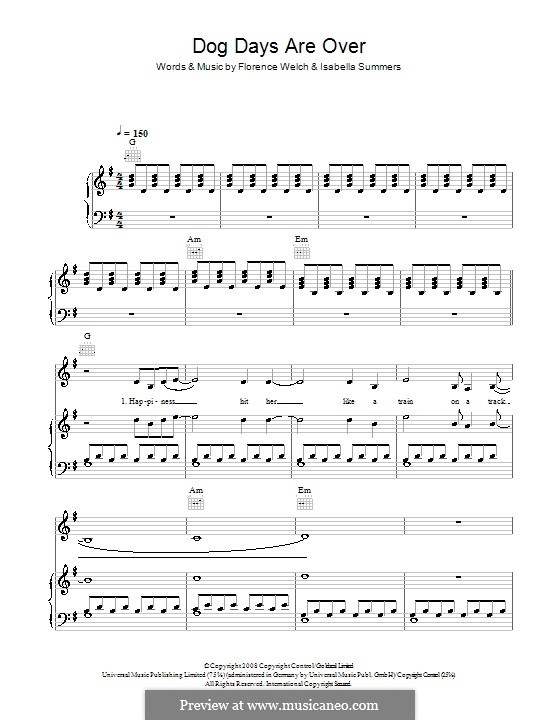 Dog Days are Over by F. Welch, I. Summers sheet music on MusicaNeo