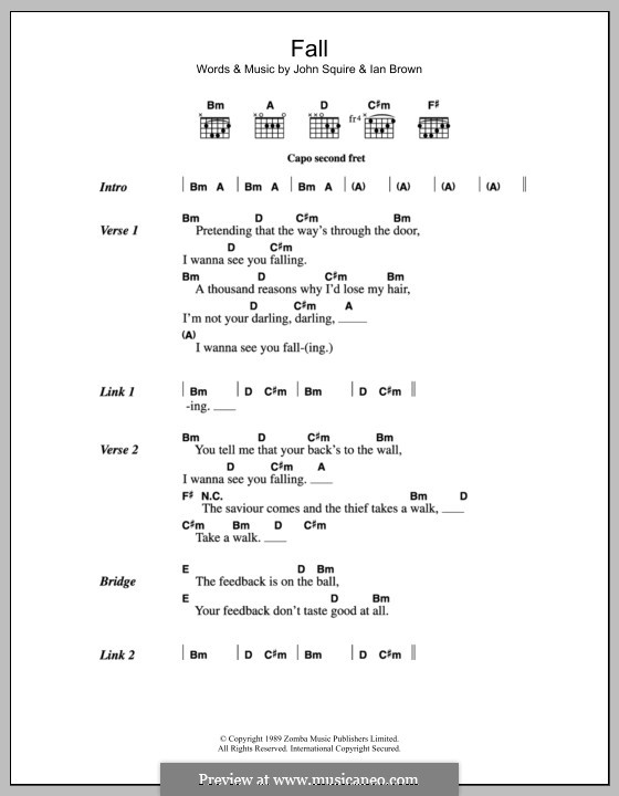 Fall (The Stone Roses) by I. Brown, J. Squire sheet music on MusicaNeo