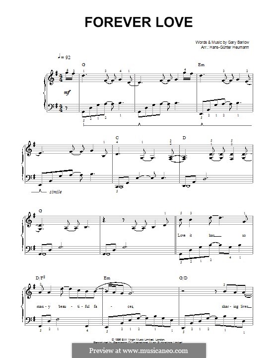 Forever Love by G. Barlow sheet music on MusicaNeo