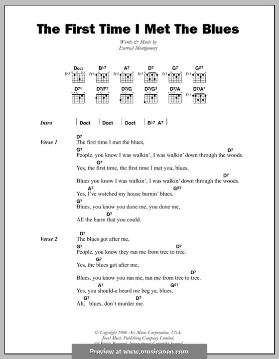 The First Time I Met the Blues by E. Montgomery sheet music on MusicaNeo
