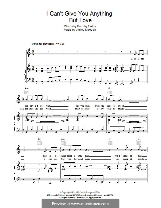 I Can't Give You Anything But Love by J. McHugh sheet