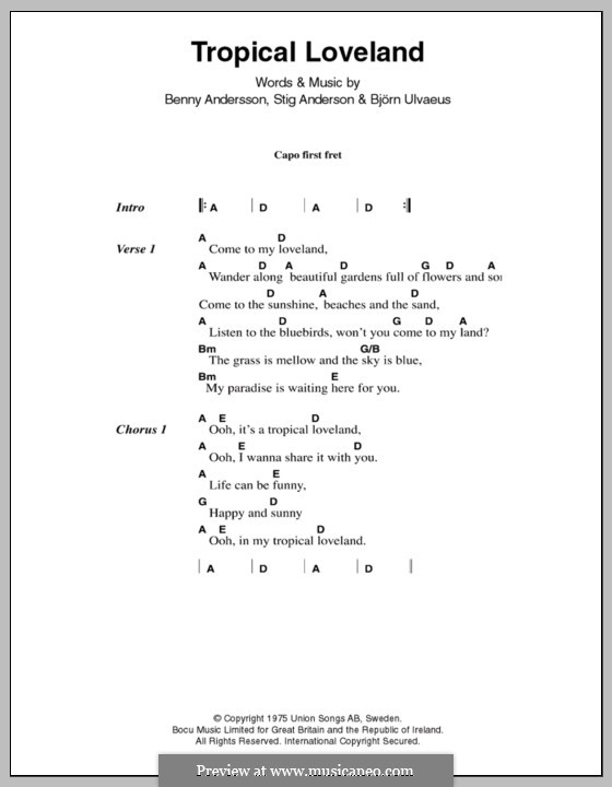 Tropical Loveland (ABBA) by B. Andersson, B. Ulvaeus, S. Anderson on