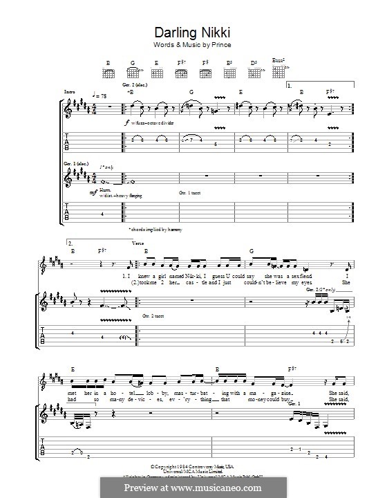 Darling Nikki by Prince sheet music on MusicaNeo