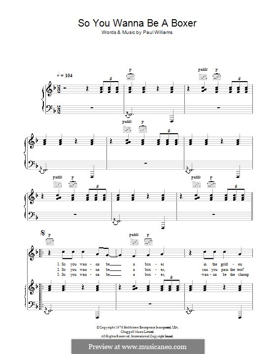 So You Wanna Be a Boxer (from Bugsy Malone) by P.H. Williams on MusicaNeo