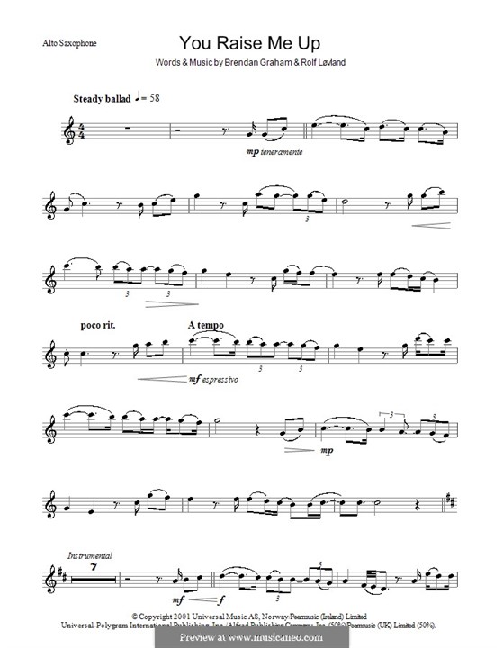 You Raise Me Up by B. Graham, R. Løvland sheet music on MusicaNeo