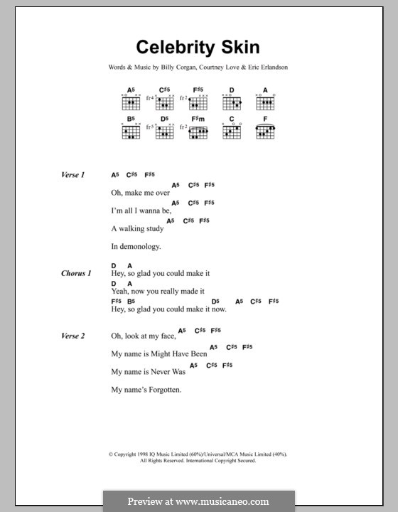Celebrity Skin (Hole) by B. C. Love, E. Erlandson on MusicaNeo