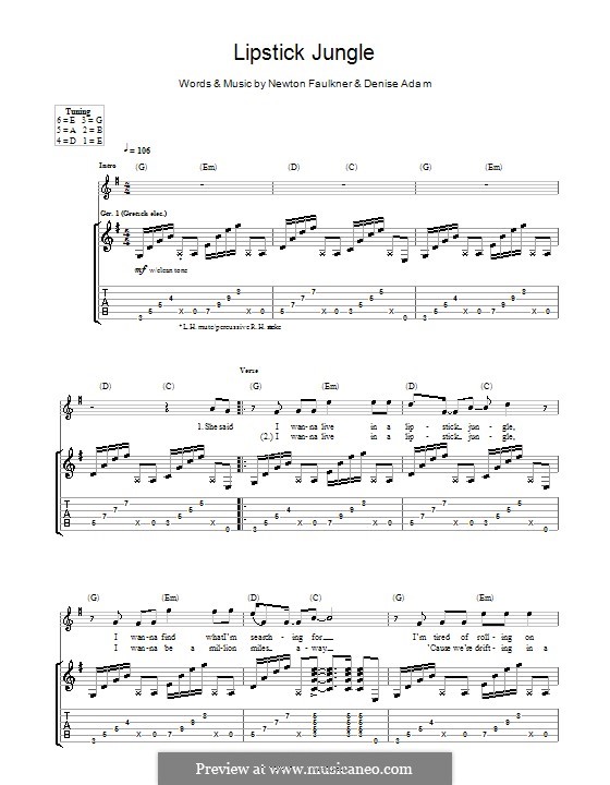 Lipstick Jungle by D. Adam, N. Faulkner sheet music on MusicaNeo