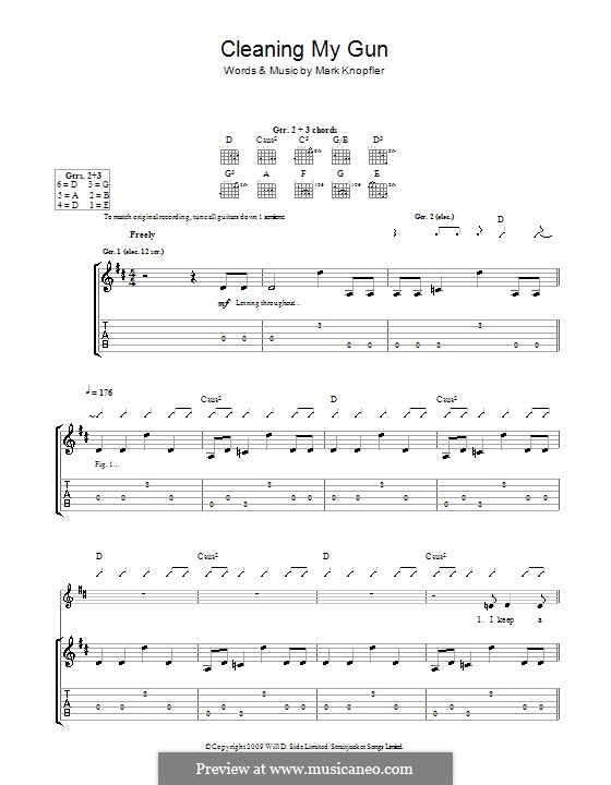 Cleaning My Gun by M. Knopfler sheet music on MusicaNeo