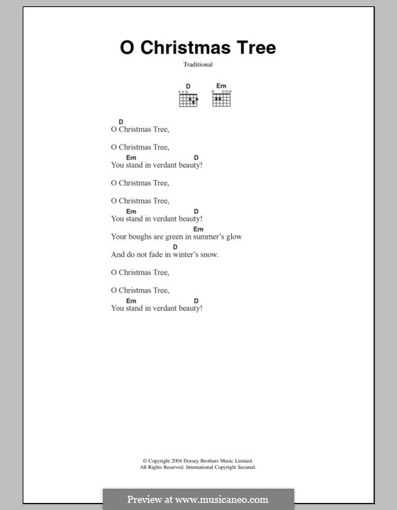 Oh Christmas Tree How Lovely Are Your Branches Lyrics O Christmas Tree by folklore sheet music on MusicaNeo