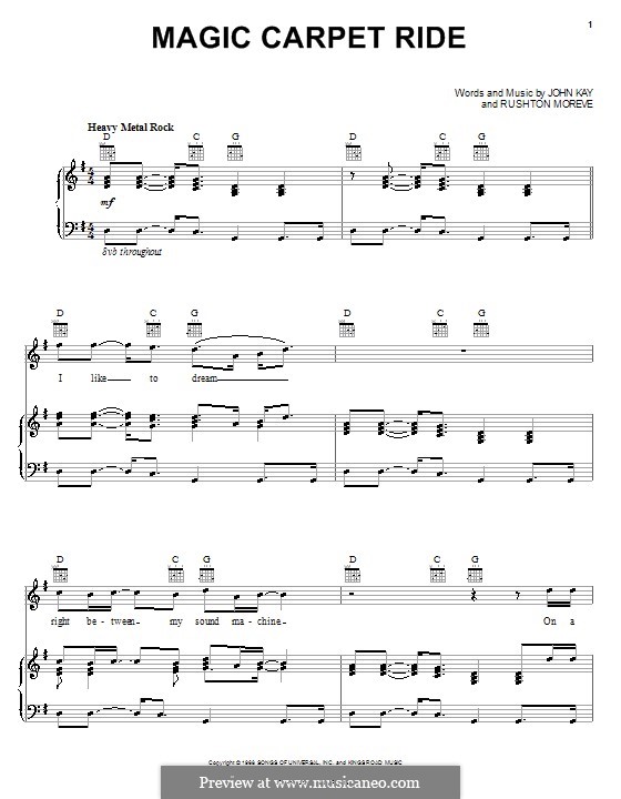 Magic Carpet Ride (Steppenwolf) by J. Kay, R. Moreve on MusicaNeo