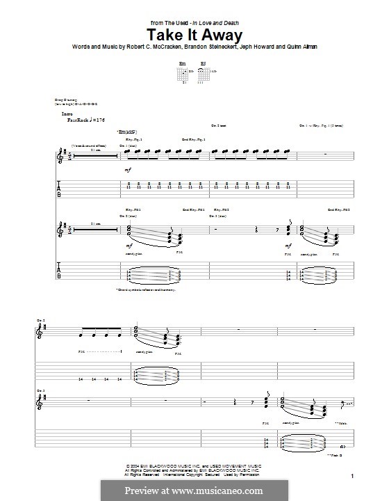 Take It Away (The Used) by B. Steineckert, J. Howard, Q. Allman, R.C