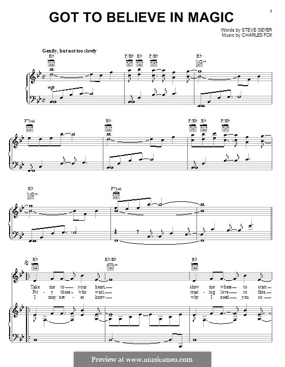 Got To Believe in Magic by S. Geyer sheet music on MusicaNeo
