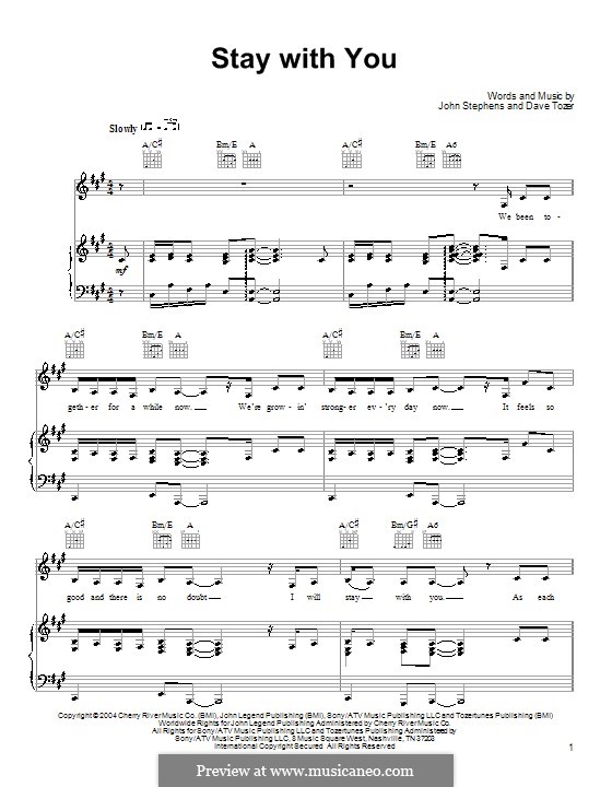 Stay with You (John Legend) by D. Tozer, J. Stephens on MusicaNeo
