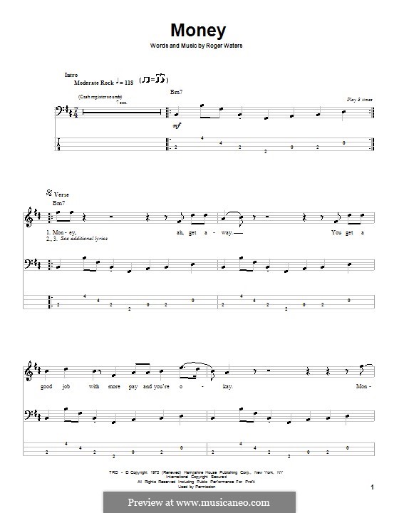 Money (Pink Floyd) by R. Waters sheet music on MusicaNeo