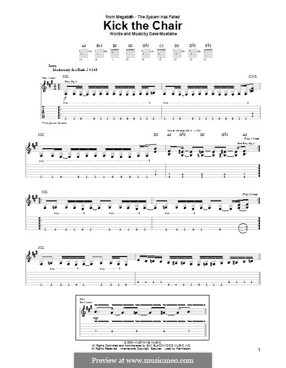 Kick the Chair (Megadeth) by D. Mustaine sheet music on MusicaNeo