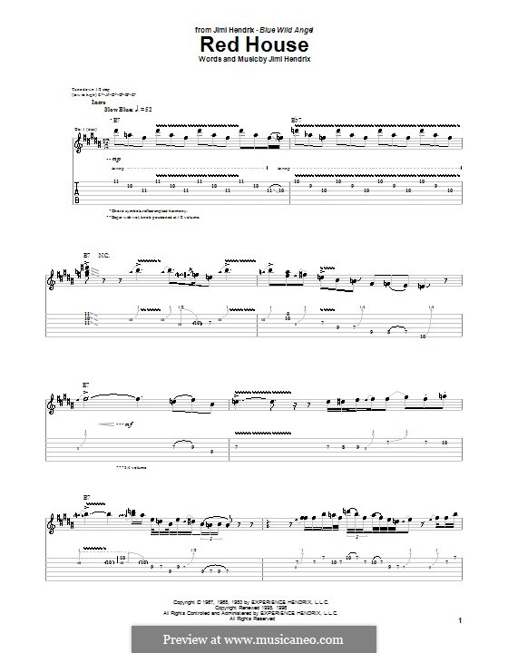 Red House by J. Hendrix sheet music on MusicaNeo