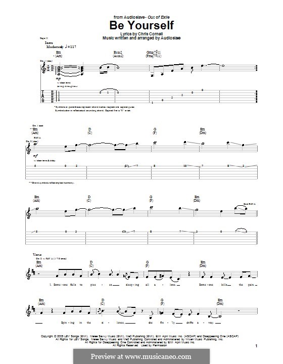 Be Yourself (Audioslave) by C. Cornell sheet music on