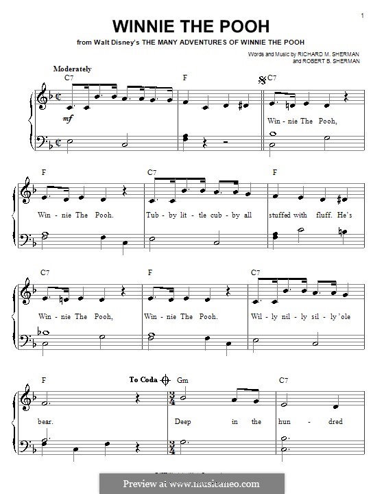 Winnie the Pooh by R.M. Sherman, R.B. Sherman - sheet music on MusicaNeo