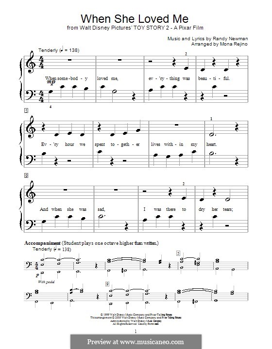 When She Loved Me (from Toy Story 2) by R. Newman on MusicaNeo