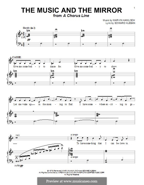 The Music and The Mirror (from A Chorus Line) by M. Hamlisch on MusicaNeo