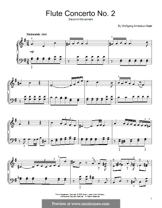 Concerto for Flute and Orchestra No.2 in D Major, K.314 by W.A. Mozart