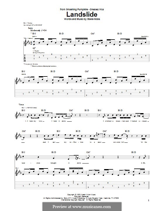 Landslide (Fleetwood Mac) by S. Nicks sheet music on MusicaNeo