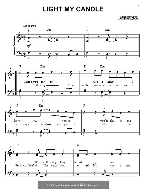 Light My Candle by J. Larson sheet music on MusicaNeo