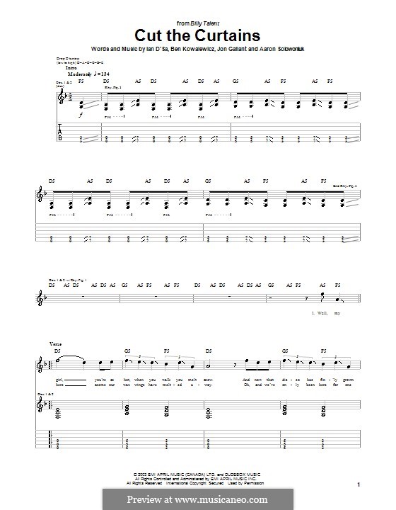 Cut the Curtains (Billy Talent) by A. Solowoniuk, B. Kowalewicz, I. D