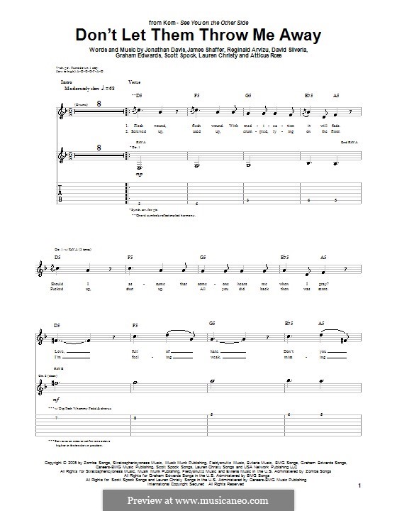 Don't Let Them Throw Me Away (Korn) by A. Ross, D. Silveria, G. Edwards