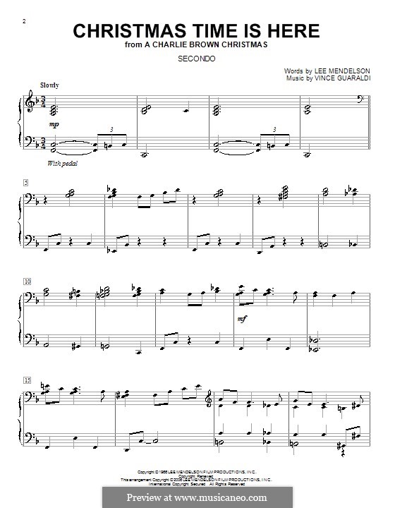 Charlie Brown Christmas Time Is Here Song Piano Sheet Music hillsong