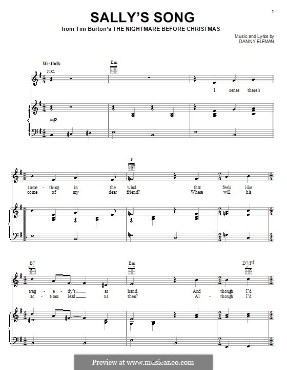 The Nightmare Before Christmas by D. Elfman sheet music on MusicaNeo