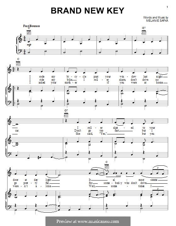 Brand New Key (Melanie) by M. Safka sheet music on MusicaNeo