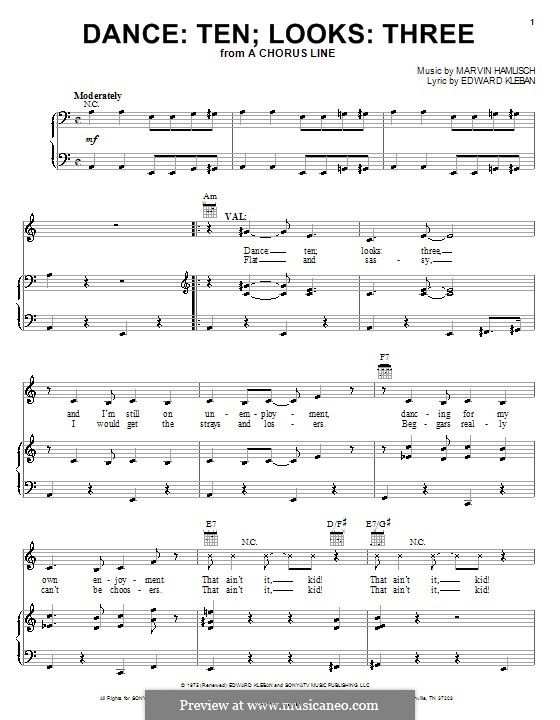 Dance Ten; Looks Three (from A Chorus Line) by M. Hamlisch on MusicaNeo
