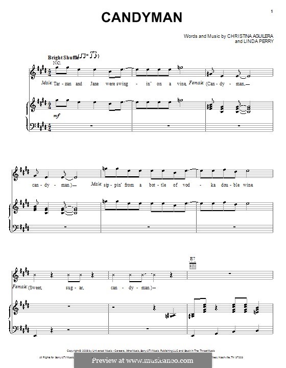 Candyman (Christina Aguilera) by L. Perry sheet music on MusicaNeo