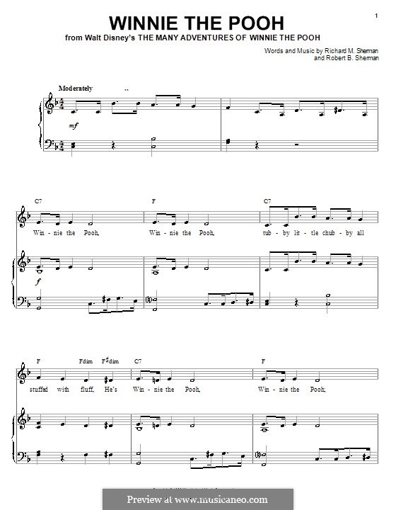 Winnie the Pooh by R.M. Sherman, R.B. Sherman - sheet music on MusicaNeo