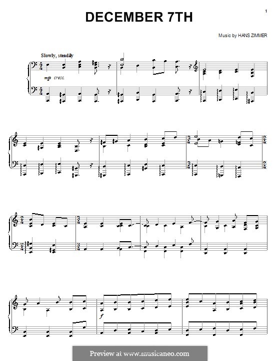 December 7th (from Pearl Harbor) by H. Zimmer sheet music on MusicaNeo