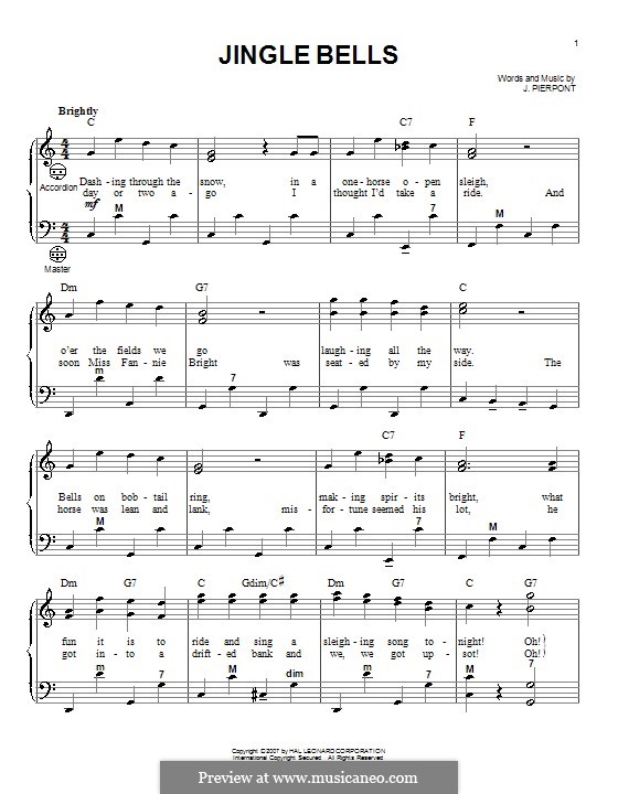 Jingle Bells (Printable scores) by J.L. Pierpont sheet music on MusicaNeo