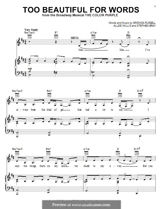 Too Beautiful for Words (The Color Purple The Musical) by A. Willis