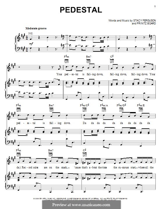 Pedestal (Fergie) by P. Board, S. Ferguson sheet music on MusicaNeo