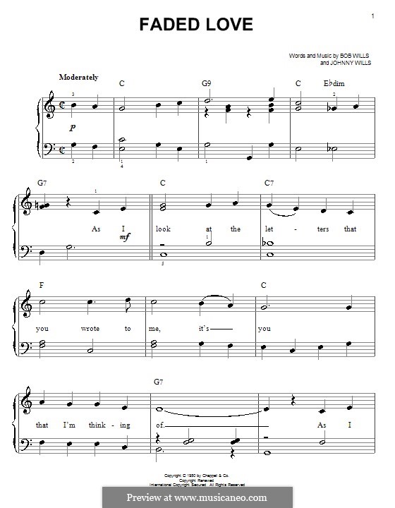 Faded Love (Bob Wills) by J. Wills sheet music on MusicaNeo