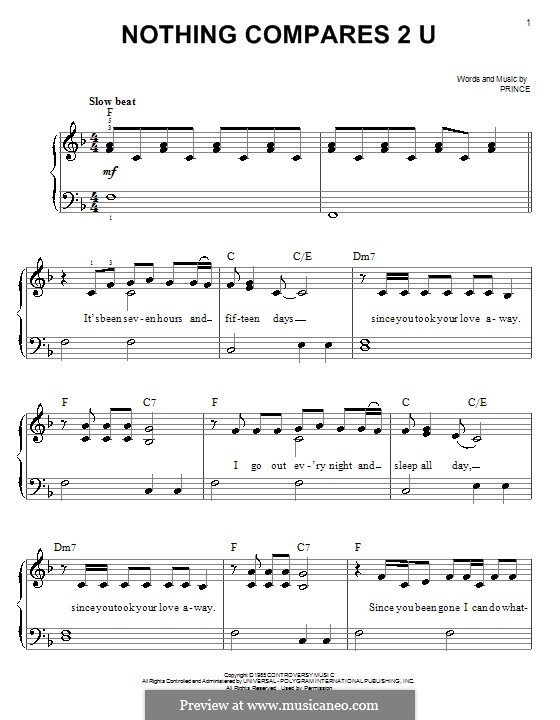 Nothing Compares 2 U by Prince sheet music on MusicaNeo